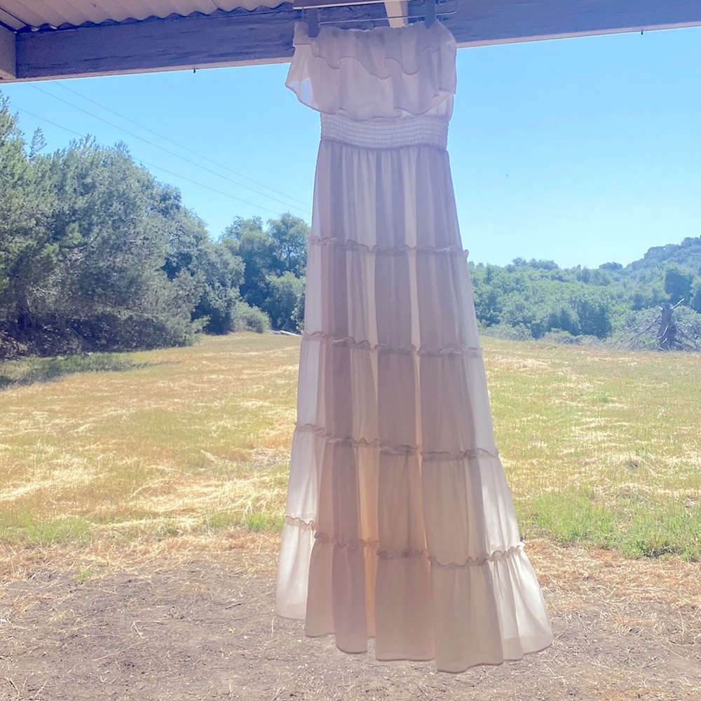 Lulus strapless ruffle bohemian style dress